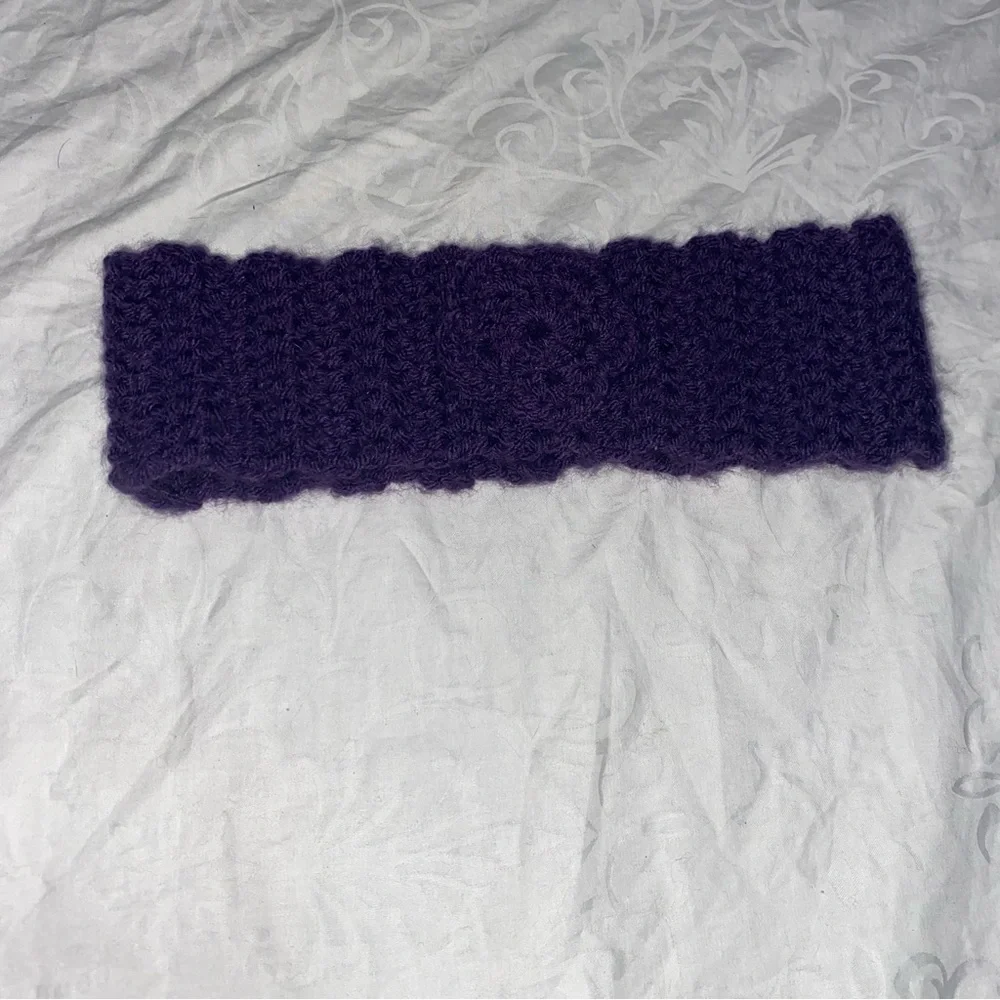 Headband Crochet Flower Knit Purple Thick Wide Ear Warmer earmuffs Warm cover